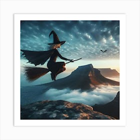 Witch Flying On A Broom Poster