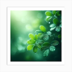 Raindrops on Leaves Art Print