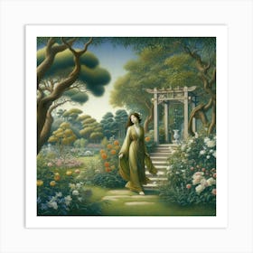 Lady In The Garden 3 Art Print