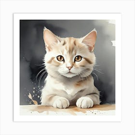 Watercolor Of A Cat Art Print