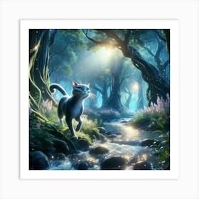 Cat In The Forest Art Print