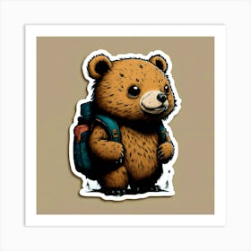 Bear With Backpack 2 Art Print