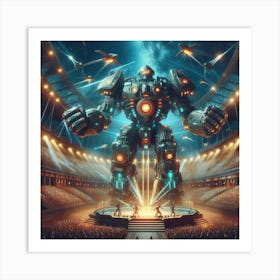 Giant Robot In The Arena Art Print