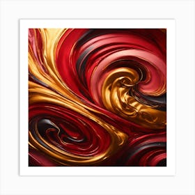 Abstract Red And Gold Swirls Art Print