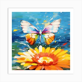 Butterfly On A Flower Art Print