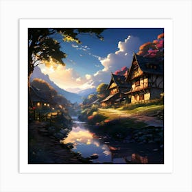 Village Hd Wallpaper Art Print