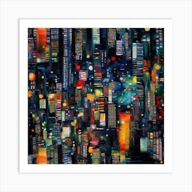 Cityscape At Night 1 Art Print