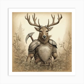 Deer In Armor 5 Art Print