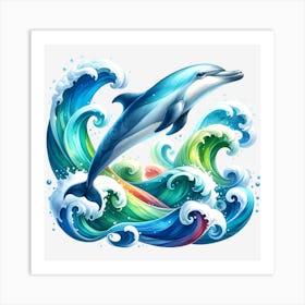 Dolphin In The Ocean Art Print