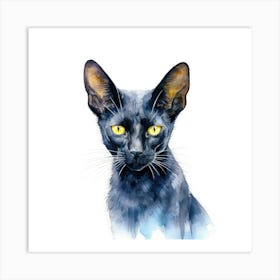 Black Oriental Cat Portrait 2 Art Print