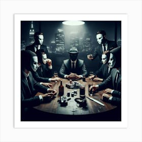 Group Of Men Playing Poker Art Print