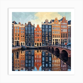 Amsterdam City Low Poly Art Print Art Print