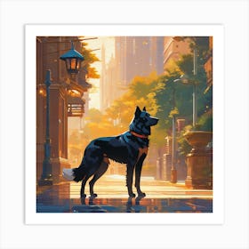 Dog In The City Art Print