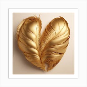 Gold Feather Heart Art Print