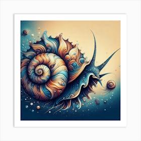 Spiral Shell with Ocean Life Art Print