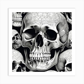 Realistic Skull Flat Surface Pattern For Background Use Ultra Hd Realistic Vivid Colors Highly D (1) Art Print
