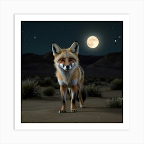 Fox At Night Art Print