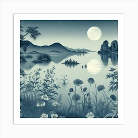 Monochrome lake Art Print