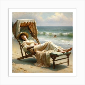 Woman On The Beach 1 Art Print