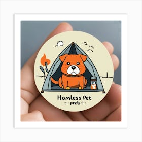 Homeless Pets Simple Sticker In Pixar Style Art Print