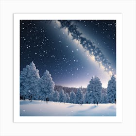 Snowy Night Sky Art Print