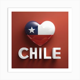 Chile Flag love heart Art Print