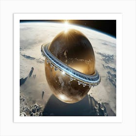 Spaceship Orbiting Earth Art Print