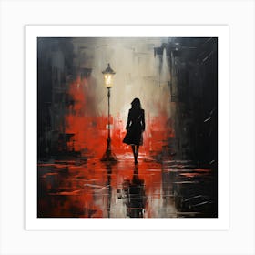 Woman Walking In The Rain 1 Art Print