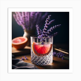 Grapefruit Cocktail With Lavender Art Print