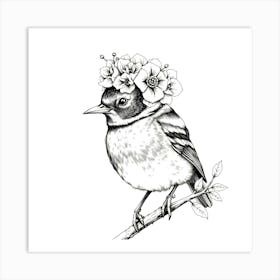 Bird With Flowers Art Print