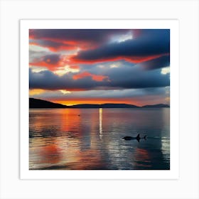 Dolphin At Sunset Art Print