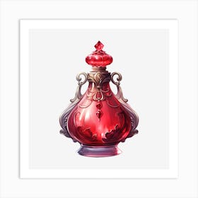 Red Perfume Bottle Art Print