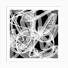 Abstract White Lines On Black Background Art Print