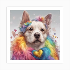 Rainbow Dog Rainbow Love Pets ( Bohemian Design ) Art Print