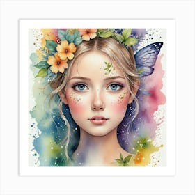 Fairy Girl Watercolor Painting Art Print