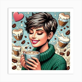 Sweet Pop Art Latte Portrait Wall Decor 1 Art Print