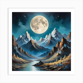 Moon Mountains Art Print 2 Art Print