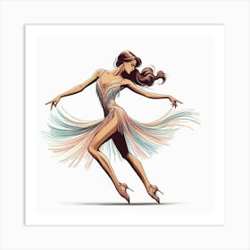 Line Art Salsa Dancer 5 Art Print