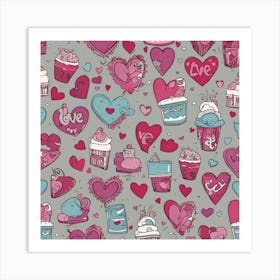 Valentine'S Day Seamless Pattern 1 Art Print