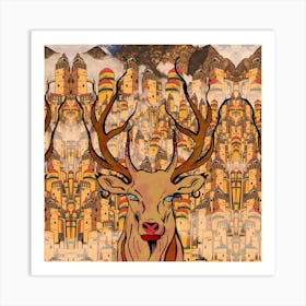 Deer In The City Canva Print Art Print