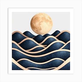 Moon And Waves 31 Art Print