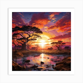 Sunset In The Savannah 2 Art Print