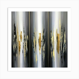 Gold And Black Abstract Painting Art Print