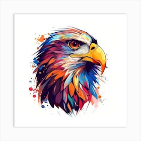 Watercolour Painting Eagle With Blue Red Face,A watercolor painting of an eagle with a blue and red face Art Print