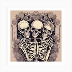 Three Skeletons Art Print