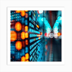 Blurred City Lights At Night Art Print