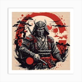 Samurai Wood Print Art Print