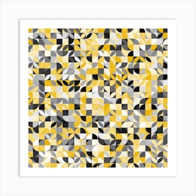 Yellow And Black Squares Art Print