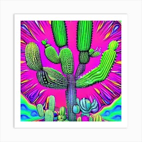 Cactus Glowing in Energy Art Print