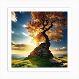 Tree On The Hill Art Print